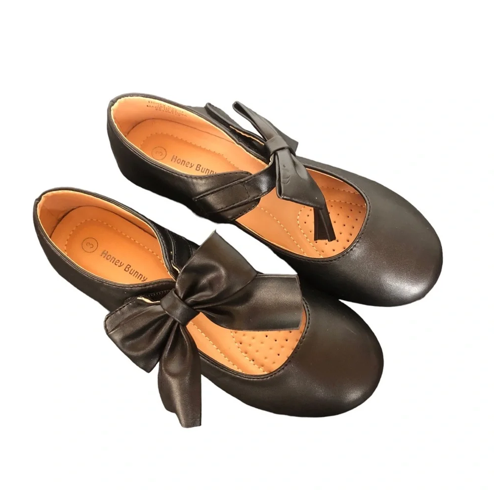 Honey Bunny Black Big Bow Ballet Flats size 3 - Picture 7 of 14